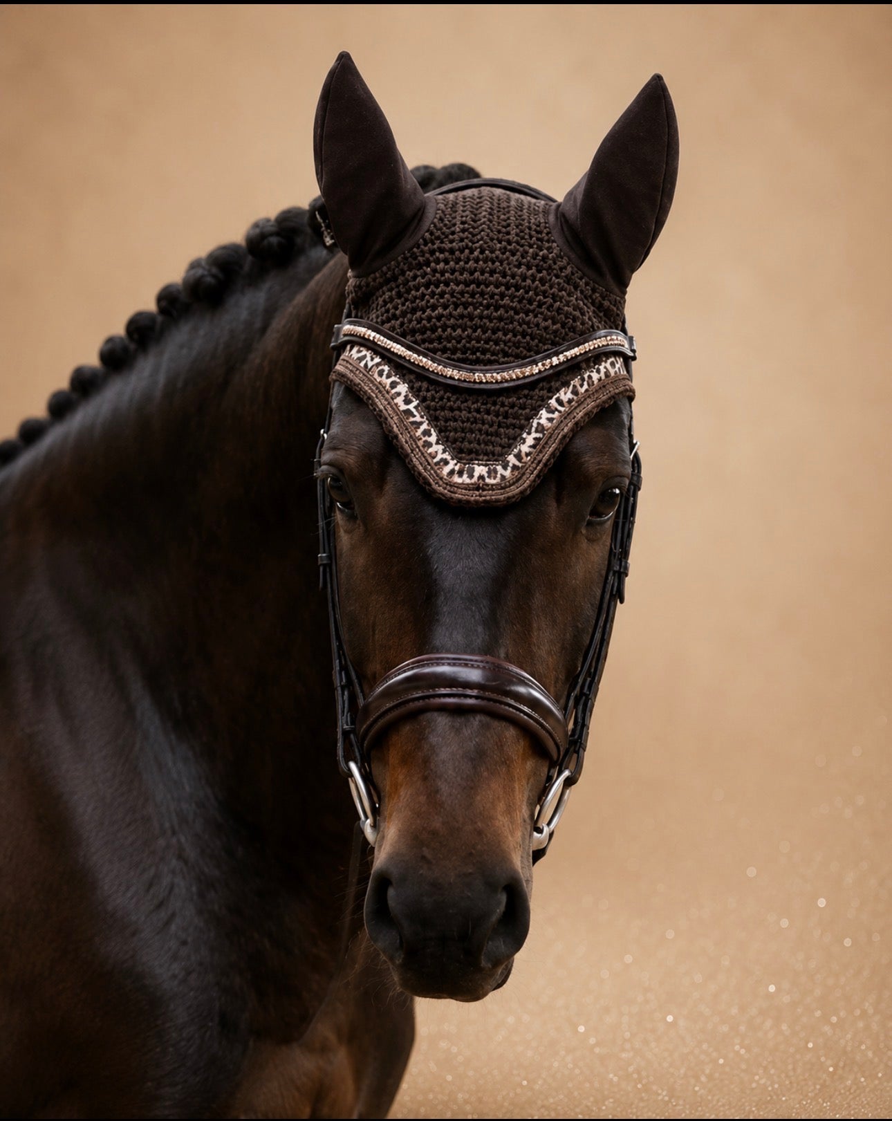Brown Glitter Leopard Ear Bonnet