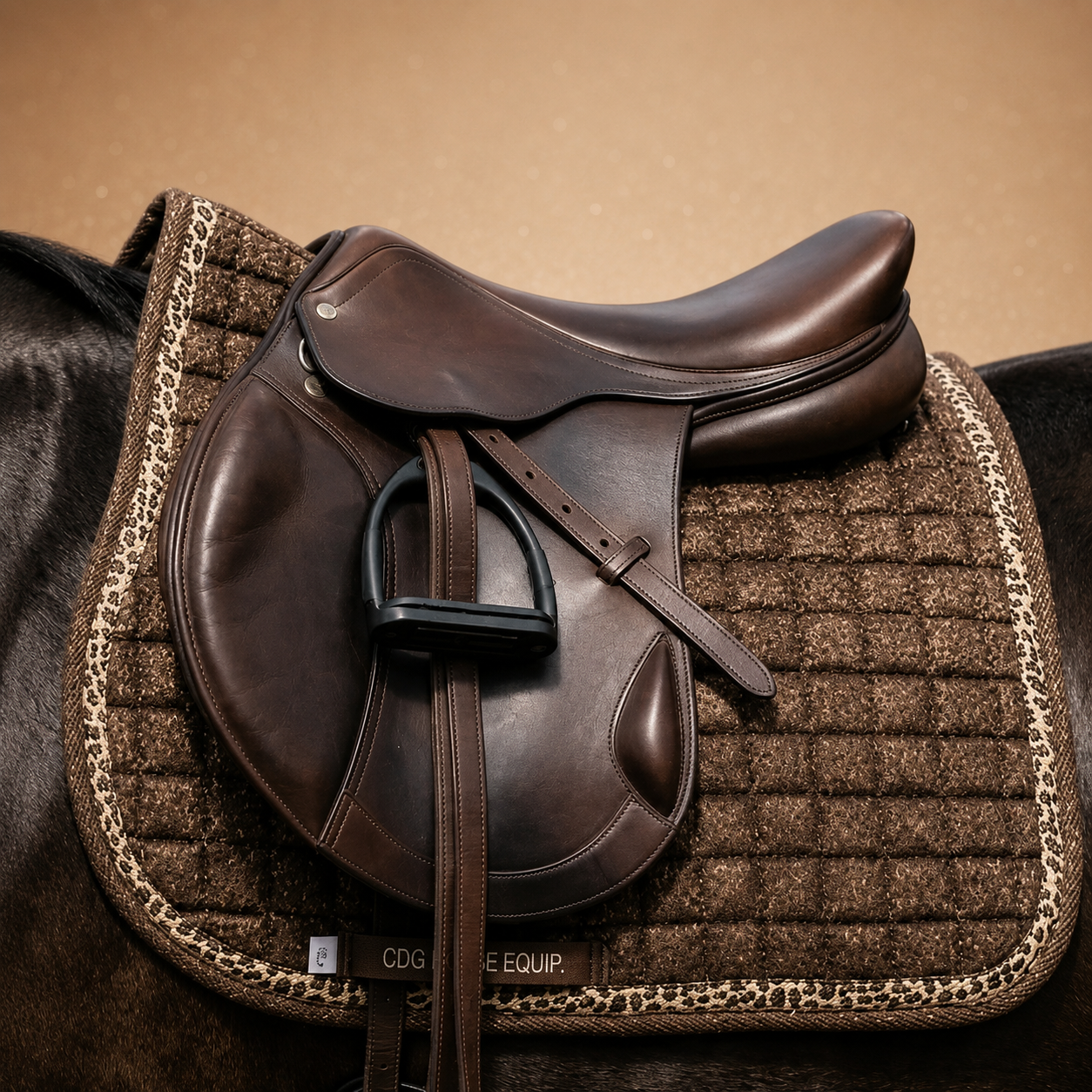 Brown Glitter Leopard Jumping Saddle Pad