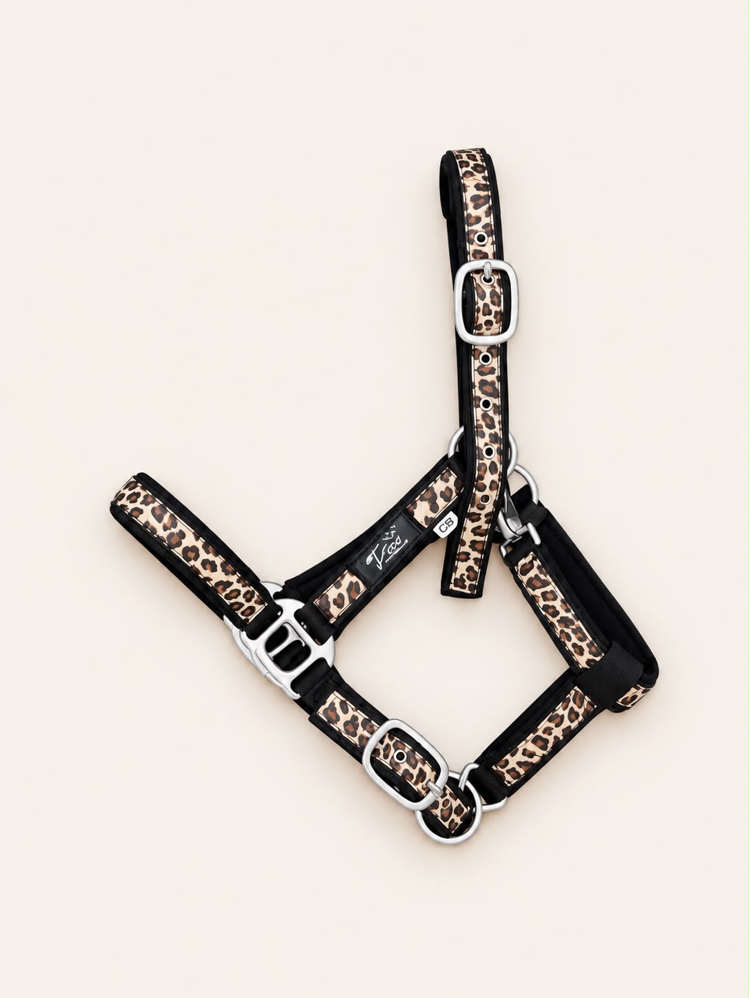 Laura Black Glitter Leopard Halter