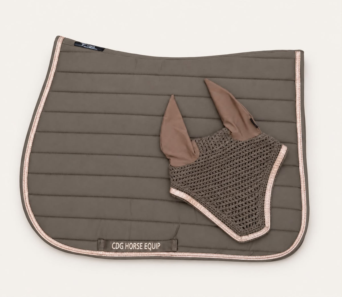 Laura Taupe Glitter Saddle Pad & Ear Bonnet