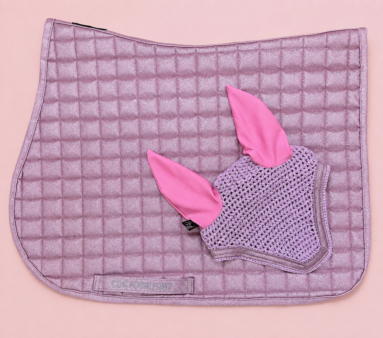 Pink Glitter Saddle Pad & Ear Bonnet