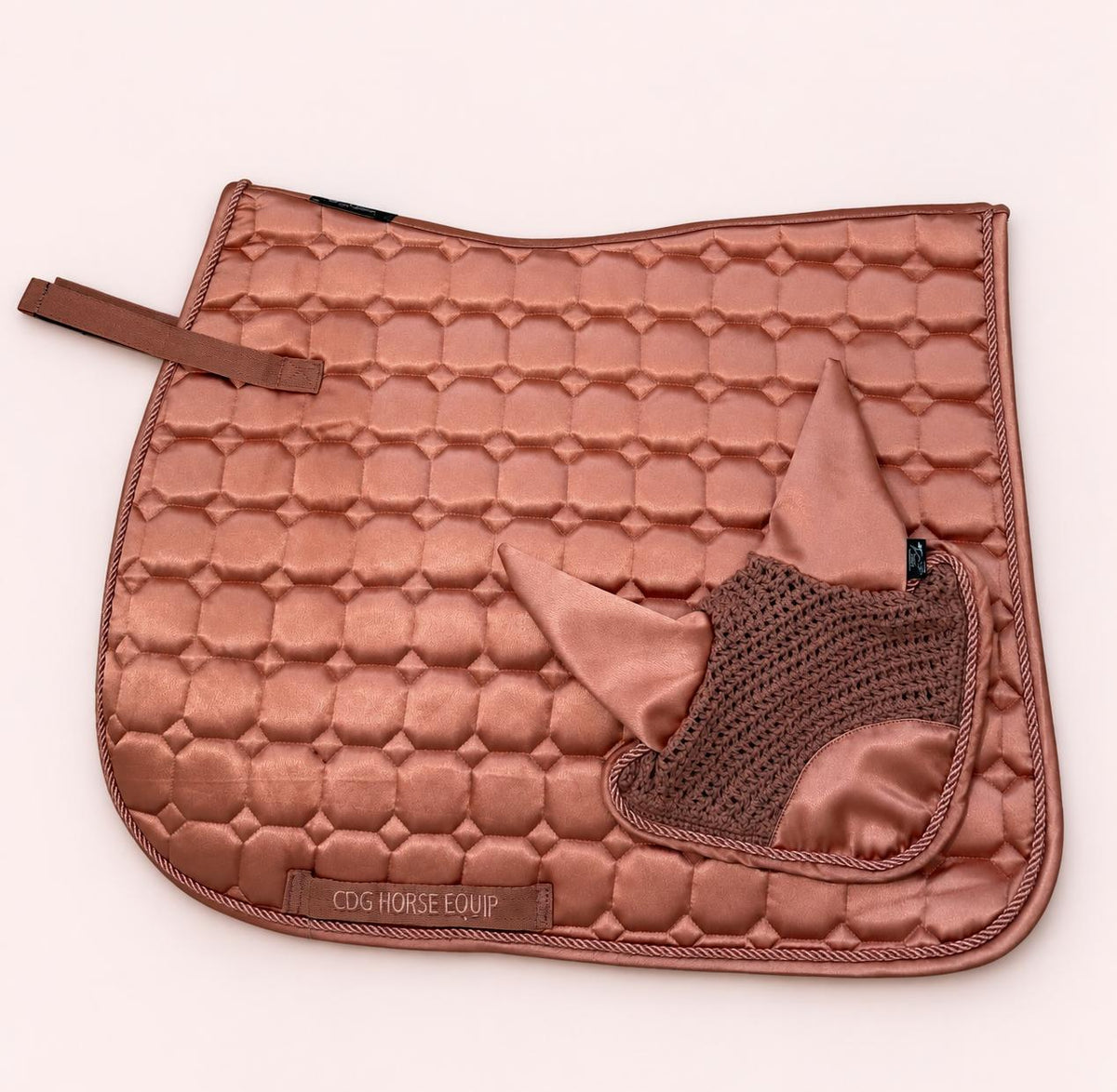 Prune Satin Saddle Pad & Ear Bonnet