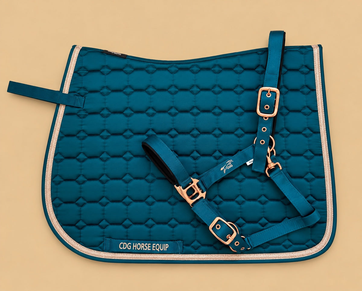 Royal Green Satin Saddle Pad & Halter