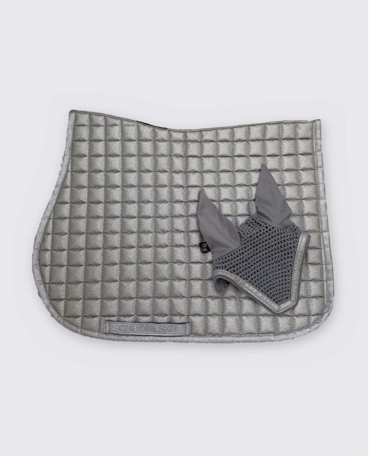 Silver Glitter Saddle Pad & Ear Bonnet