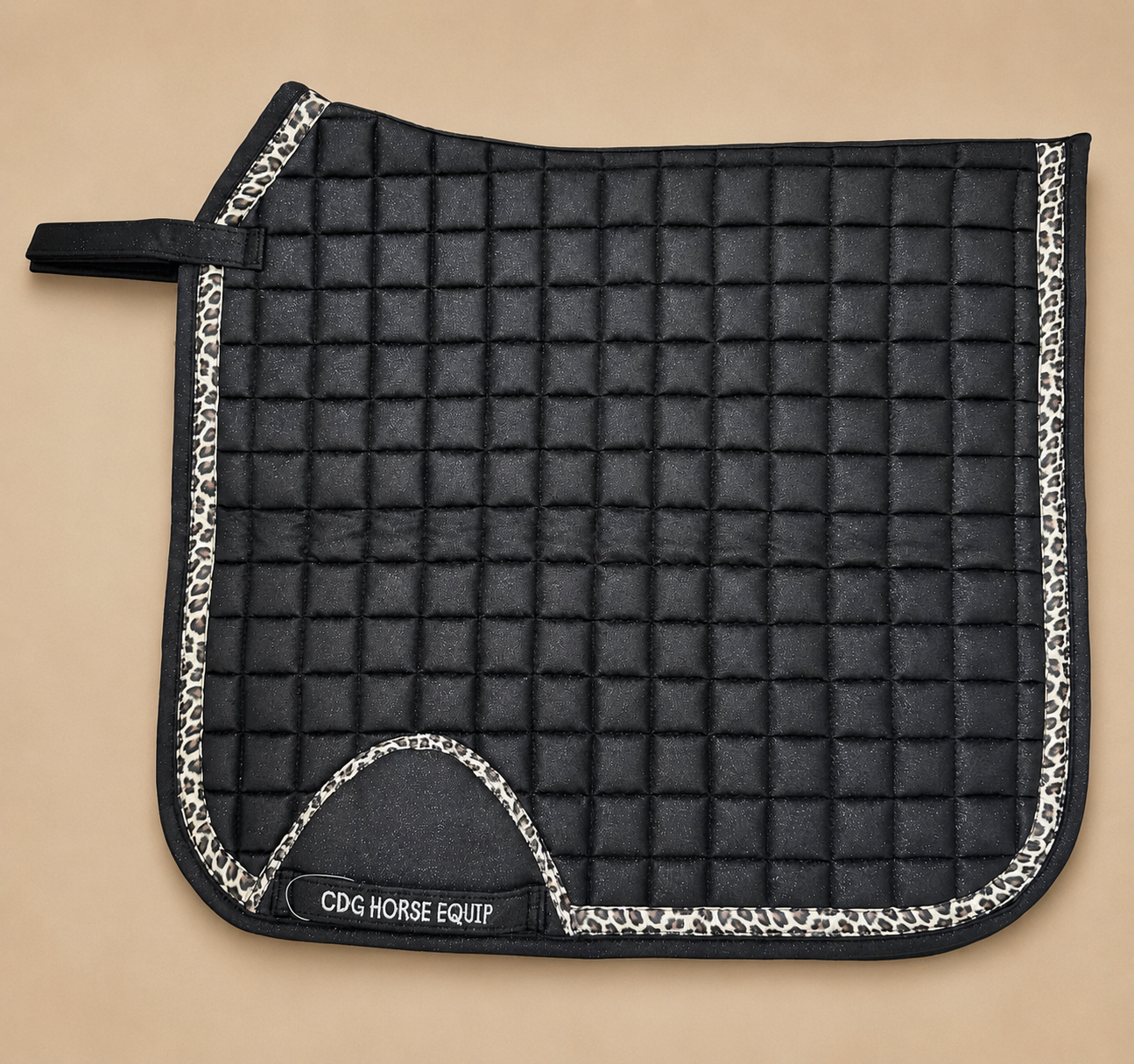 Black Glitter Leopard Dressage Saddle Pad