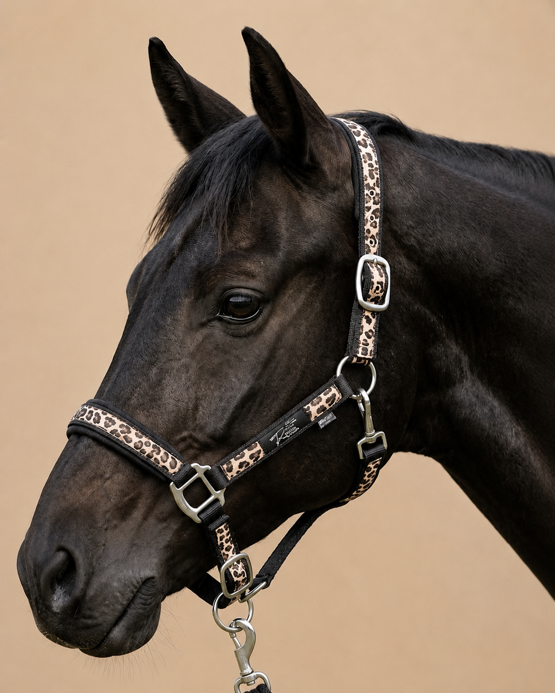 Black Glitter Leopard Halter