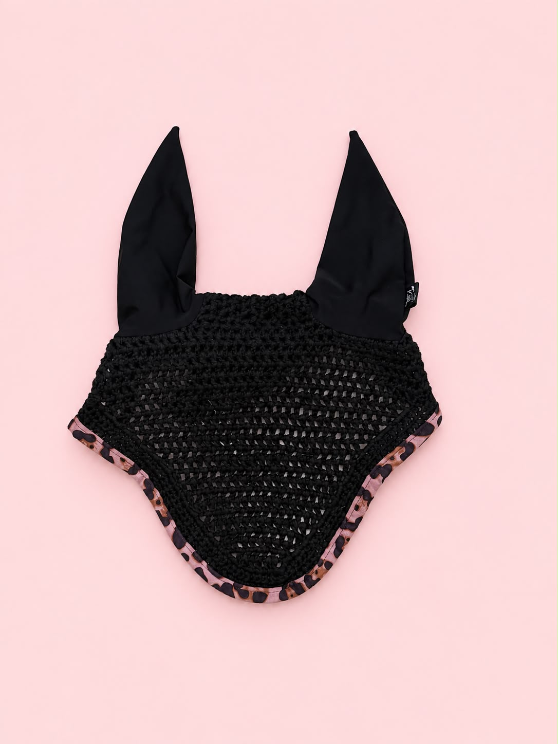 Black Leopard Pink Ear Bonnet