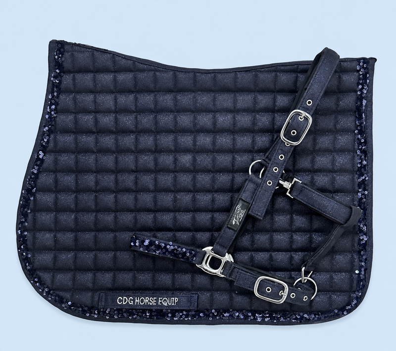 Blue Glitter Disco Saddle Pad & Halter