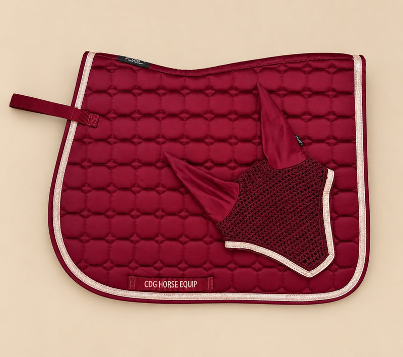 Bordeaux Satin Saddle Pad & Ear Bonnet