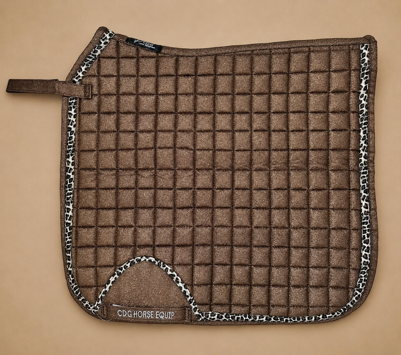 Brown Glitter Leopard Dressage Saddle Pad