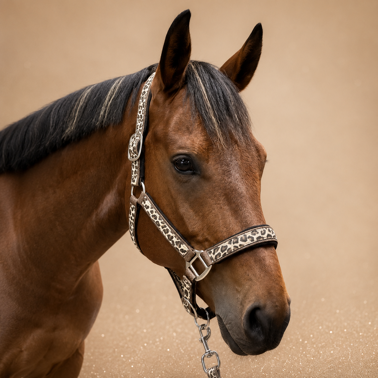 Brown Glitter Leopard Halter