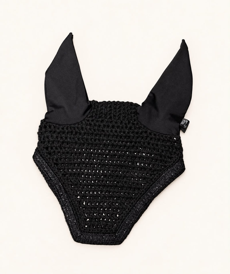 Laura Black Glitter Ear Bonnet