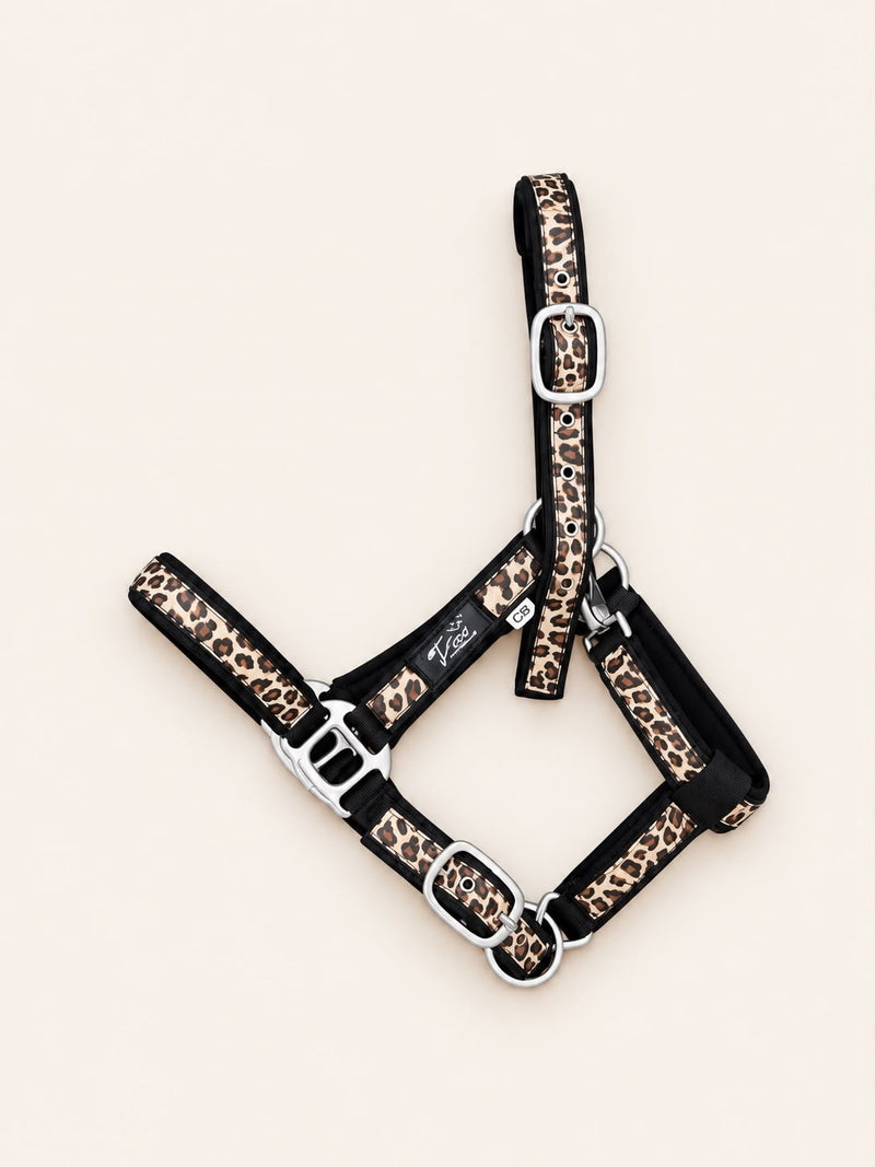 Laura Black Glitter Leopard Halter