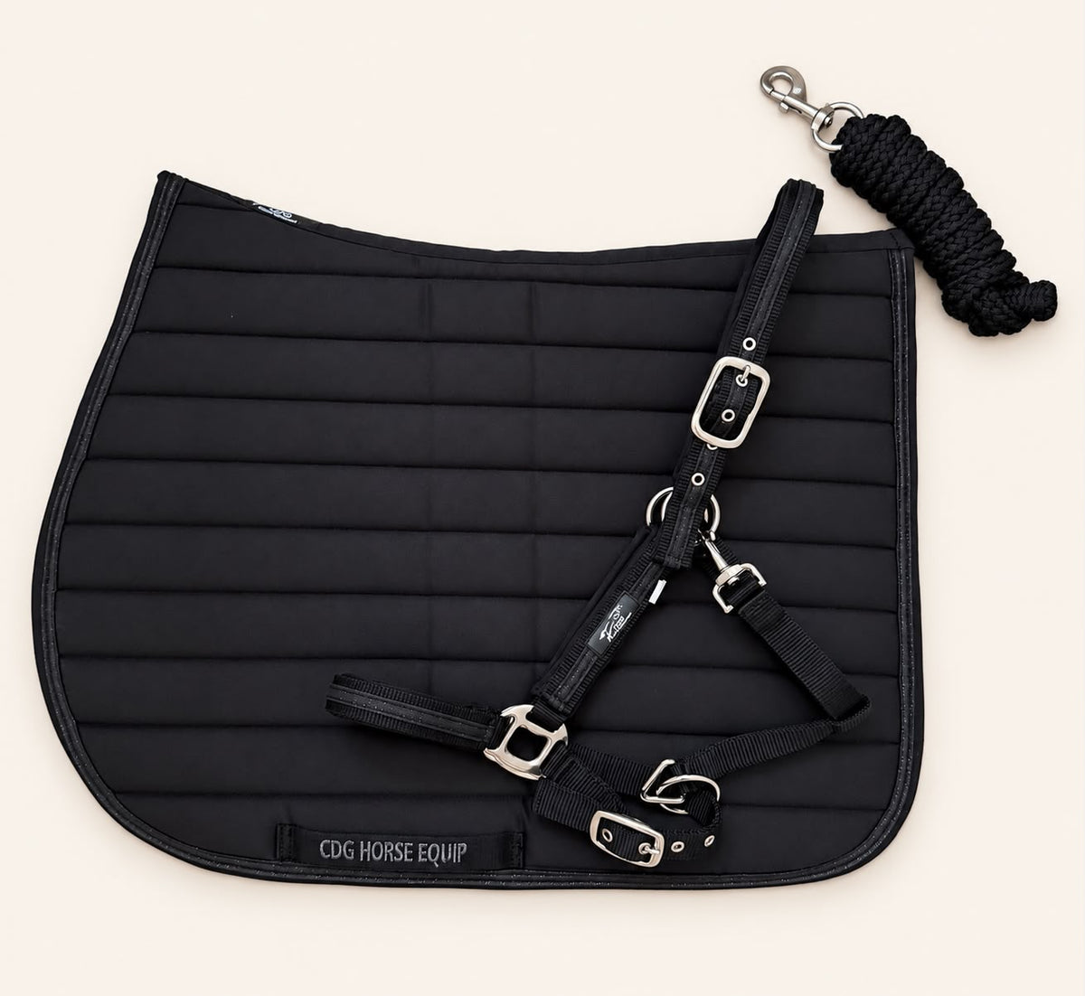 Laura Black Glitter Saddle Pad & Halter