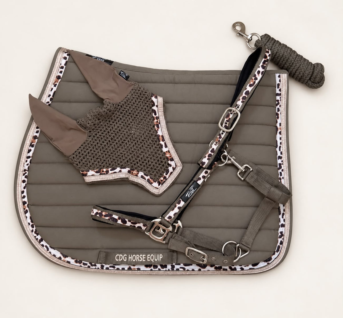 Laura Taupe Glitter Leopard Set 3 Pieces