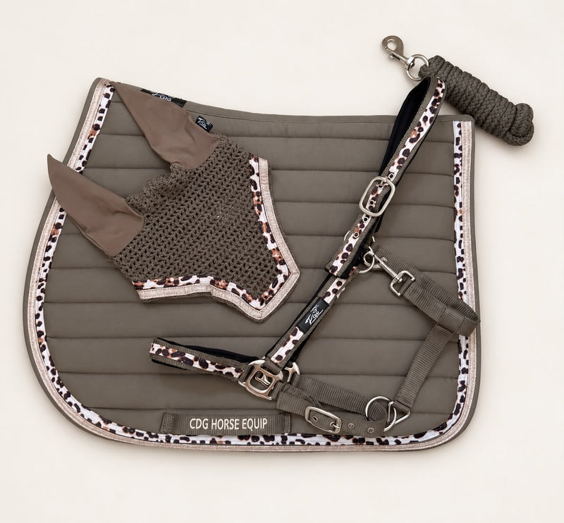 Laura Taupe Glitter Leopard Set 3 Pieces