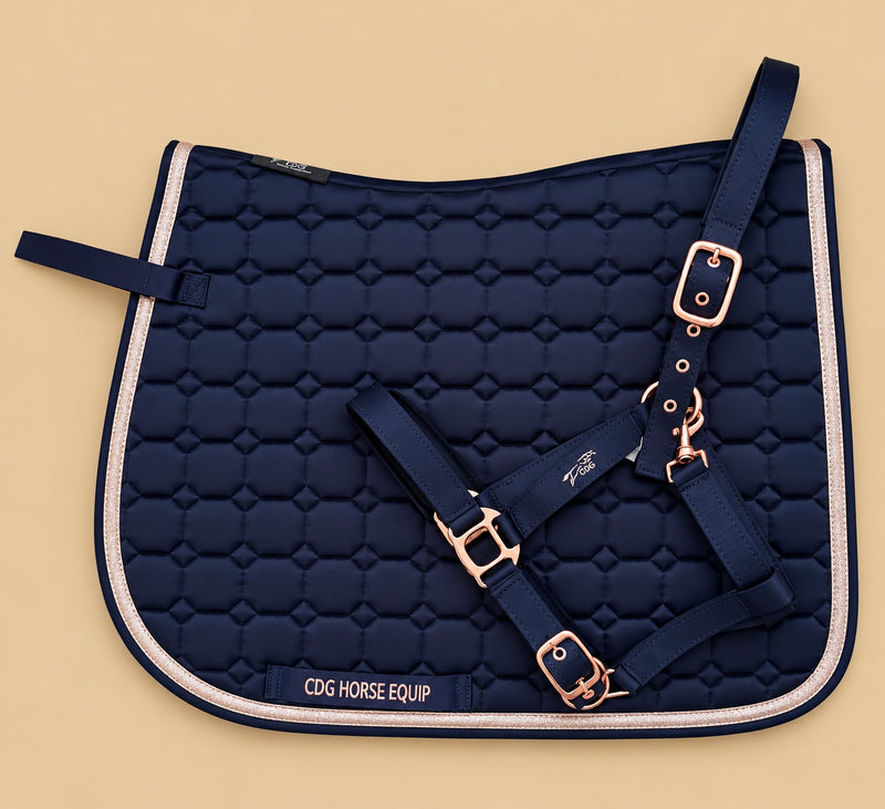 Marine Blue Satin Saddle Pad & Halter