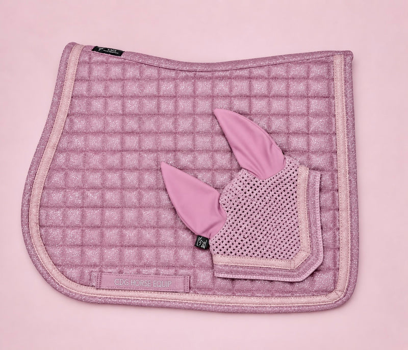 Pink Glitter Snake Saddle Pad & Ear Bonnet