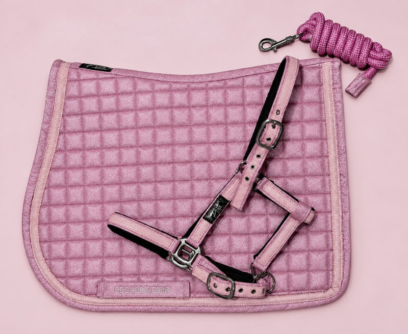 Pink Glitter Snake Saddle Pad & Halter