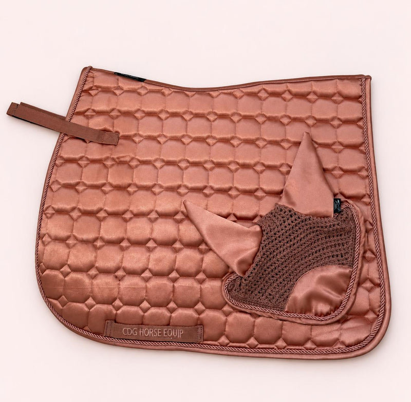 Prune Satin Saddle Pad & Ear Bonnet