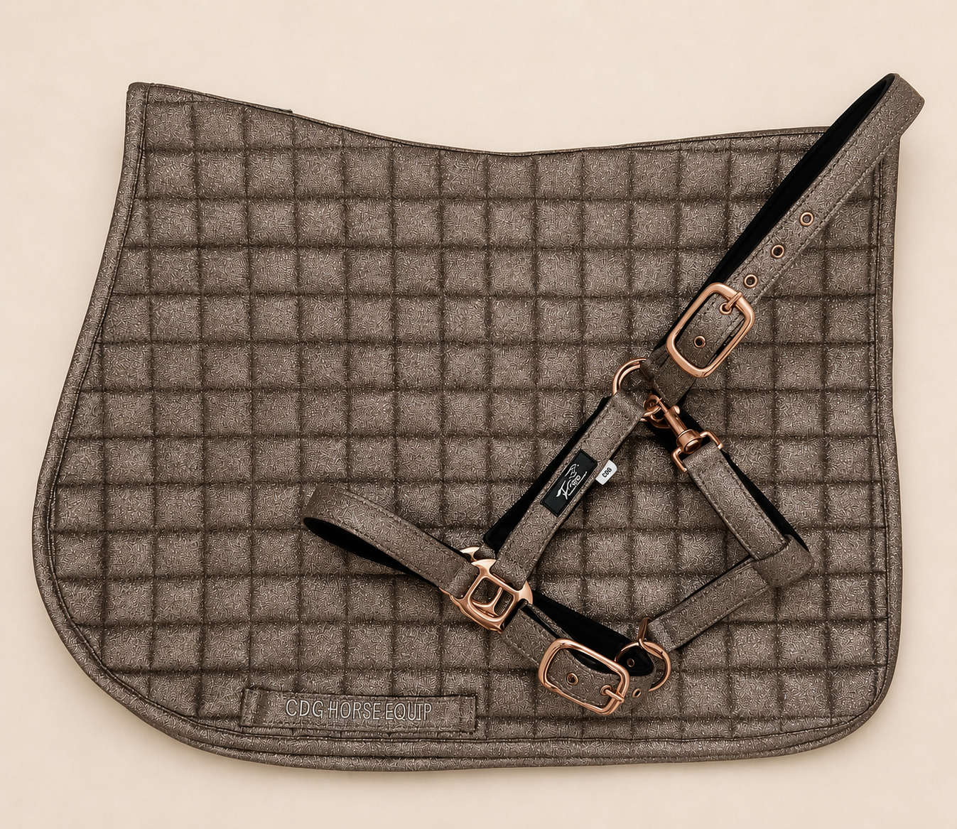 Taupe Glitter Saddle Pad & Halter