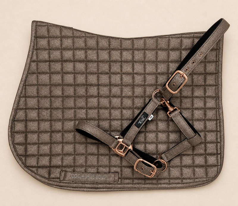 Taupe Glitter Saddle Pad & Halter